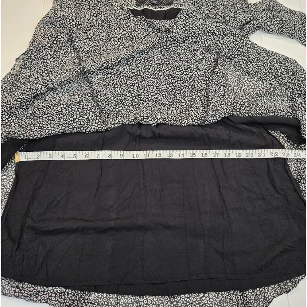 Maeve Anthropologie Leopard Print V-Neck Long Sleeve Mini Dress Black White XS - Picture 11 of 12